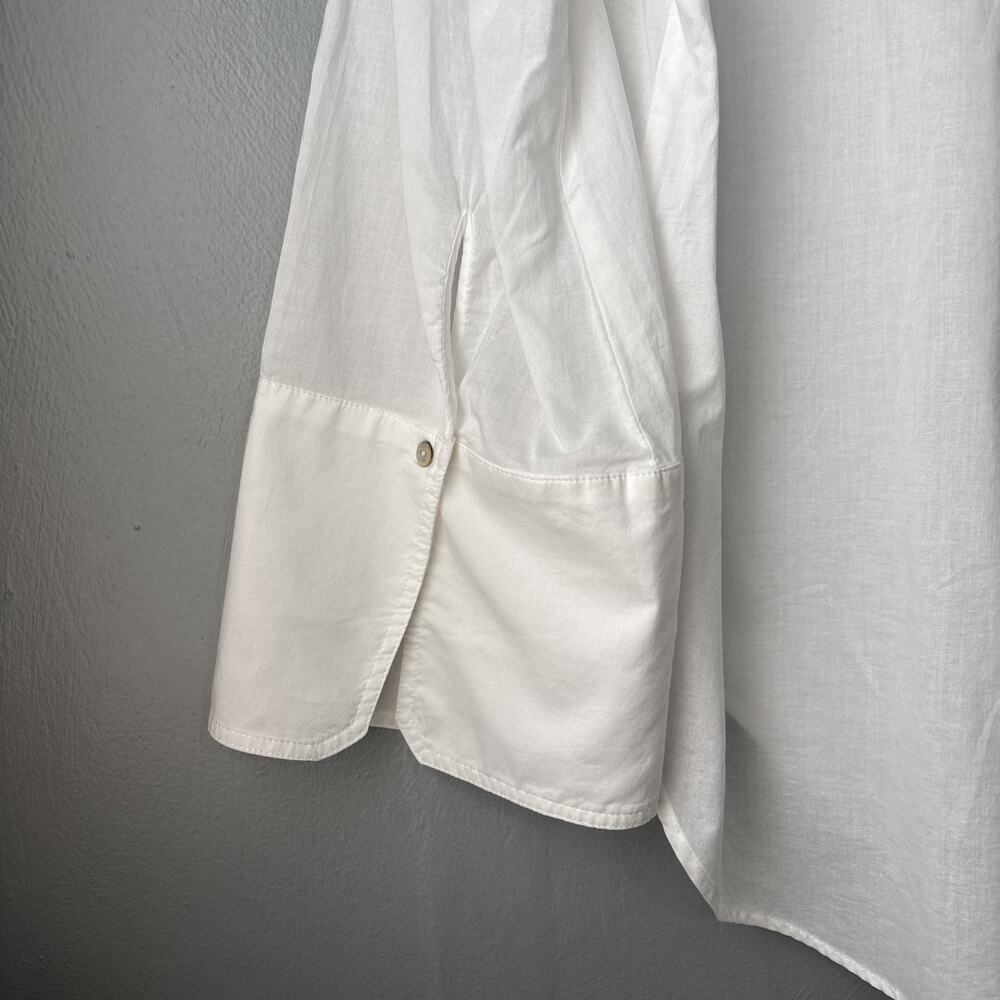 H&M Popover White Top Size 4 Cotton Pirate Poet Renaissance Relaxed Coastal Chic - Picture 5 of 11
